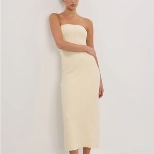 DISSH Strapless Ivory Midi Dress